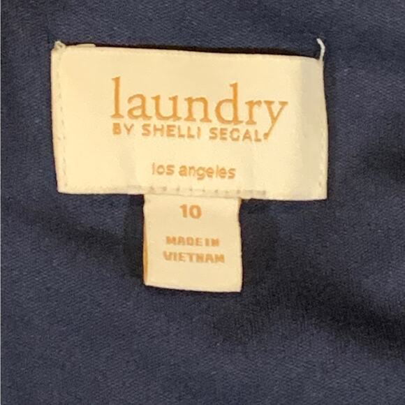 Laundry by Shelli Segal Velvet Burnout Striped Jumpsuit Navy Size 10 - Picture 3 of 11